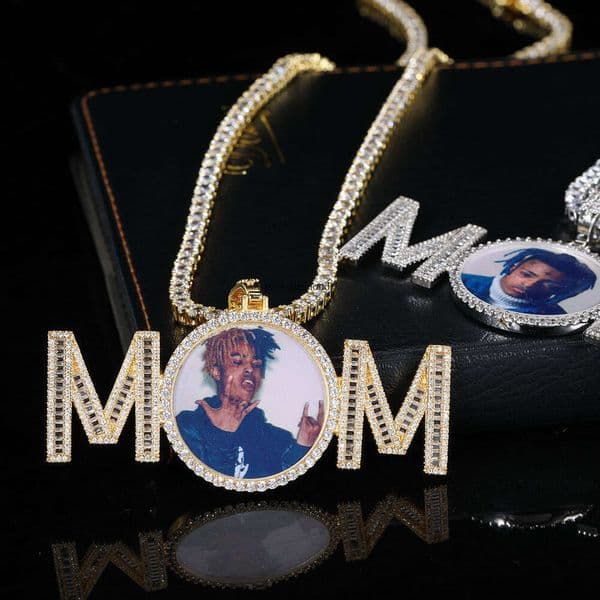 Jewelry Hip Hop Frame Trendy Brand Personalized Square Letter Splicing Round Photo Pendant Men's Necklace Wholesale