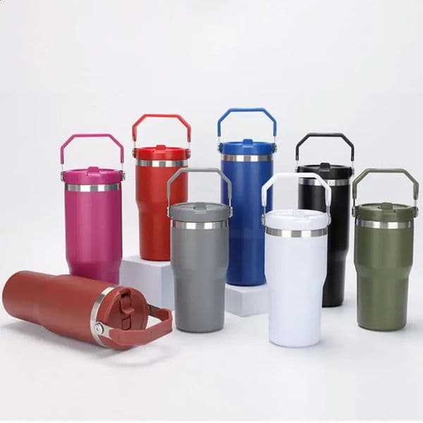 900ML Insulated Cups Portable Tumbler With Straw Water Bottle BPA-Free Thermos Twist On Lid and Flip Up Straw Keep Cold 260321