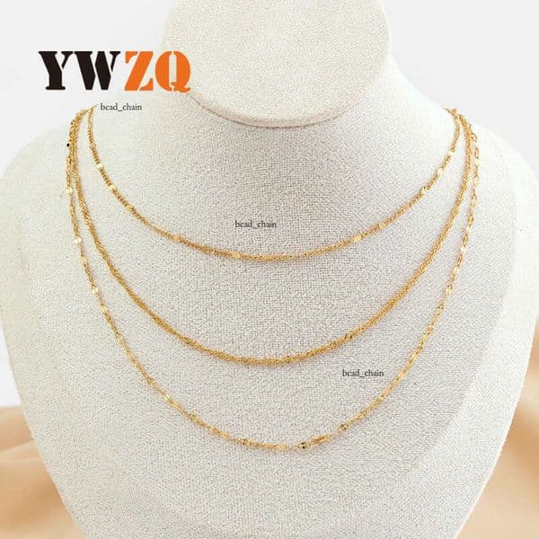 wholesale Sterling Silver 14K 18K Gold necklace for women water wave chain fashionable and versatile three-layer titanium steel necklace clavicle chain accessory