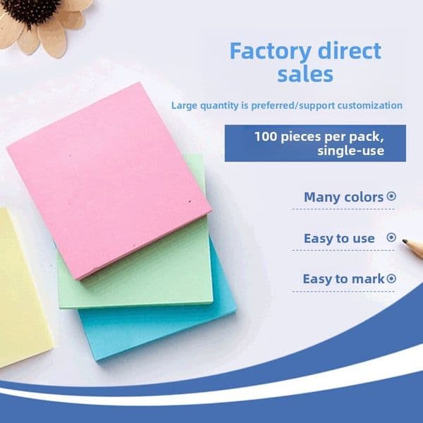 Colorful advertising sticky notes, reusable memo pads, cartoon color-printed office stationery, wholesale from manufacturer