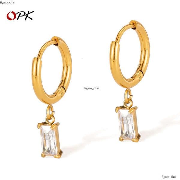 Jewelry French Style for Women 925 Sterling Silver 14K Gold Fashionable Geometric Rectangular Moissanite Versatile Titanium Steel Earrings