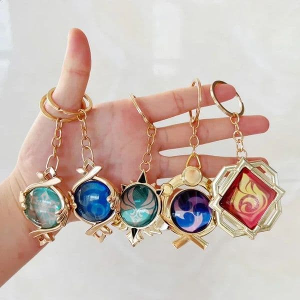 Game Impact Fontaine Sumeru Wanderer Light Pervious Key Chain 7 Element Eye Of Original God Cosplay Toy KeyRing 260319