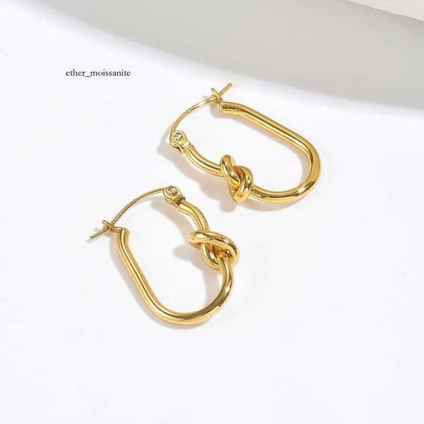 Jewelry Jewelry Unique for Women 925 Sterling Silver 18K Gold Niche Creative Knotted Simple Versatile Titanium Steel Earrings