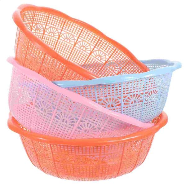 Plastic Rice Basket Multifunctional Fruit Vegetables Colander Washing Baskets Kitchen Tools Accessory Random Color 260320