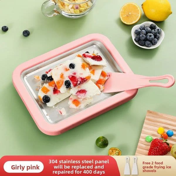 Childrens DIY Ice Cream Maker Pan with 2 Scrapers Ice Cream Maker Plate Multifunctional Cold Sweet Fried Food Plate Rolled 260318 260318