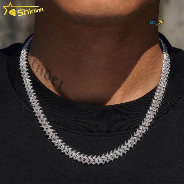 New Arrival Iced Out VVS1 Moissanite Cuban Link Chain Sterling Silver Hip Hop Chains Men Thorn Shape Cuban Necklacebracelets