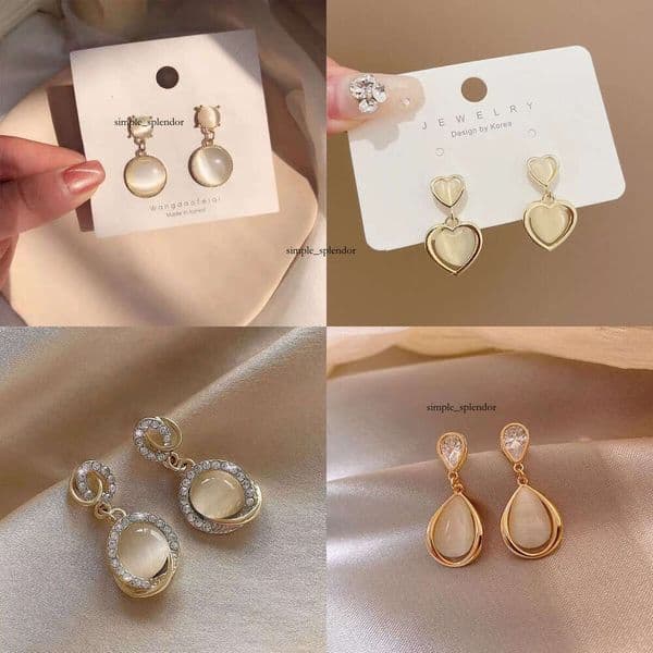 Cat's Eye Stone Earrings~Light Luxury Versatile High-End Earrings for Women, Ins Niche Design Fashionable Retro Ear Accessories