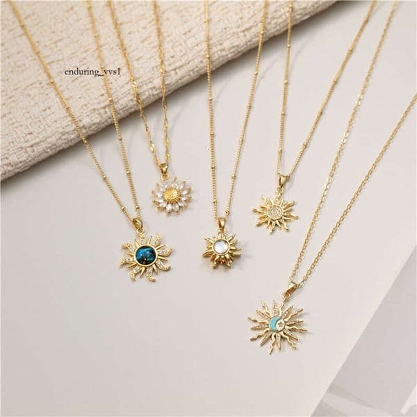 Silver Necklace Sun Series 1 Cosmic Clavicle Chain 18k Gold Moissanite with Diamonds Wholesale