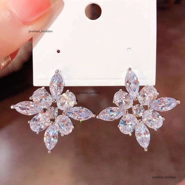 new micro-inlaid marquise geometric rhombus earrings unique light luxury high-end accessories hot-selling item