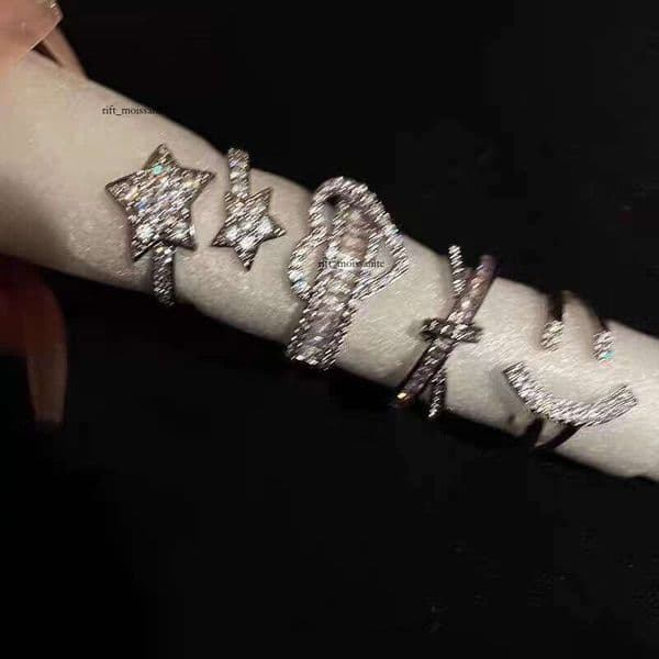 High-end Cross Zircon for Women, Star Ins Niche Design, Index Finger Ring, Light Luxury Exquisite Ring