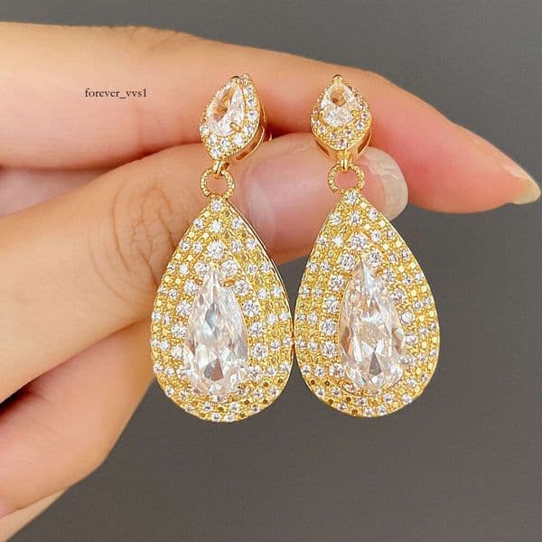 Choucong Hip Hop Stud Earring Vintage Jewelry 925 Sterling Silver Yellow Gold Fill Pave White Sapphire CZ Diamond Sparkling Women Men Earrings For Lover Gift