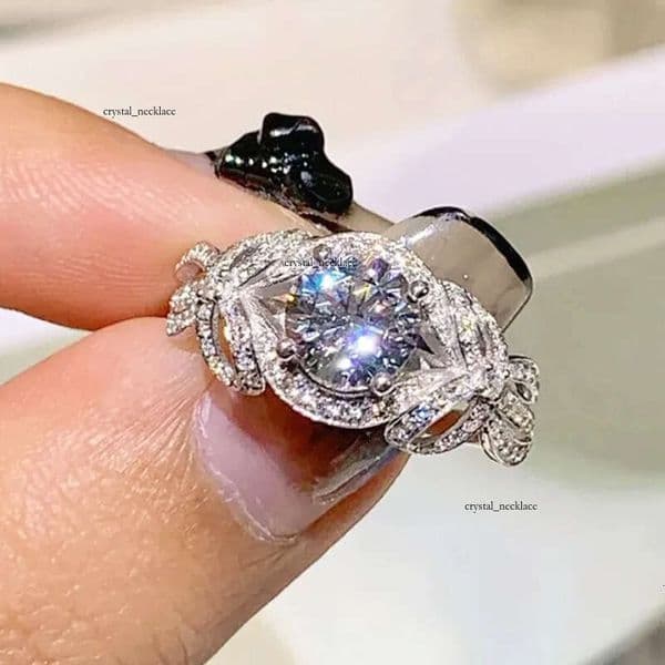 wholesale gentle princess fairy ring for women bowknot geometric design jewelry elegant sweet and light luxury style