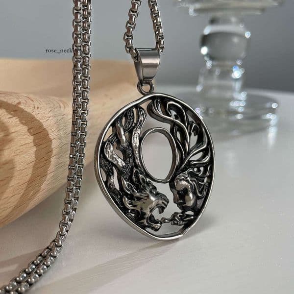 Jewelry Wholesale Foreign Trade Personalized Titanium Trendy Men's Pendant Jewelry Street Style 925 Sterling Silver 14K Gold Hip Hop Hollow Necklace