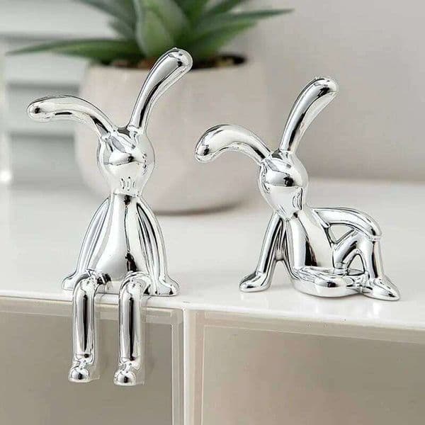 2PC Long-Eared Rabbit Double Statue Cartoon Accessories Living Room Bedroom Car Decoration Desktop Decorative Ornamet 26Y0321