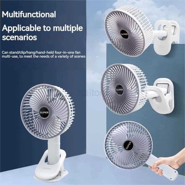 Portable 3-gears Wireless Electric Fan Hand Clip Circulator Cooling Fan for Camping Desktop Office with Detachable Base H260321