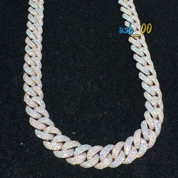 Luxury 18mm Cuban Link Chain Necklace Iced Out Hip Hop White Gold Plated S925 Silver Moissanite Cuban Chain