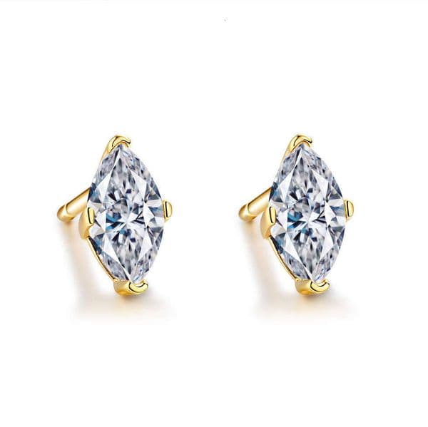 Hip Hop Style laser-drilled earrings S925 silver 0.5 ct marquise cut G color moissanite ear cuffs stackable earrings