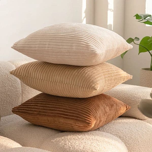 Boho Faux Fur Plush Throw Pillow Covers Super Soft Striped Square Plush Pillowcase for Home Living Room Sofa Couch Cushion Decor 260321
