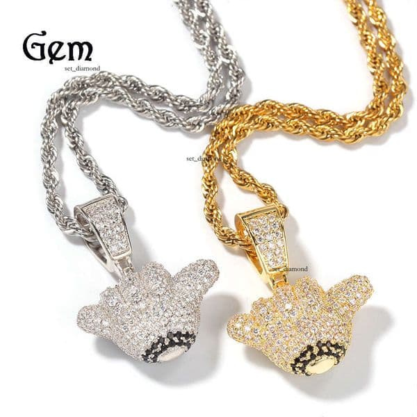 New Gold-Plated 666 Gesture Pendant Necklace for Men Rap Trendy Brand Pendant Hip Hop Jewelry