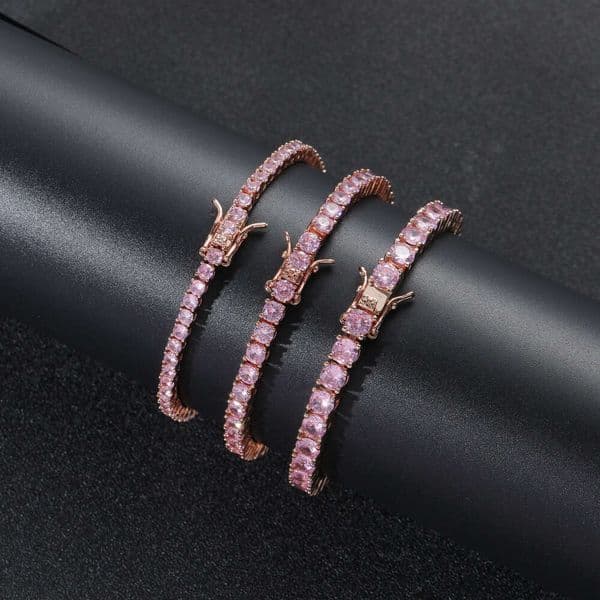 3mm 4mm 5mm rose gold tennis Jewelry Hip Hop jewelry Silver micro-inlaid single row Moissanite bracelet