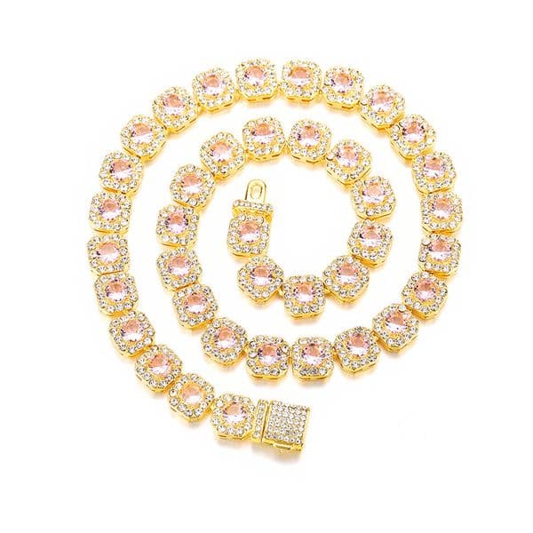 Men's Rock Candy Tennis Chain Necklace VVS Moissanite Diamond Lifeng Cut Hand-Set Craftsmanship Iced Out Hip Hop Jewelry for Rapper Style