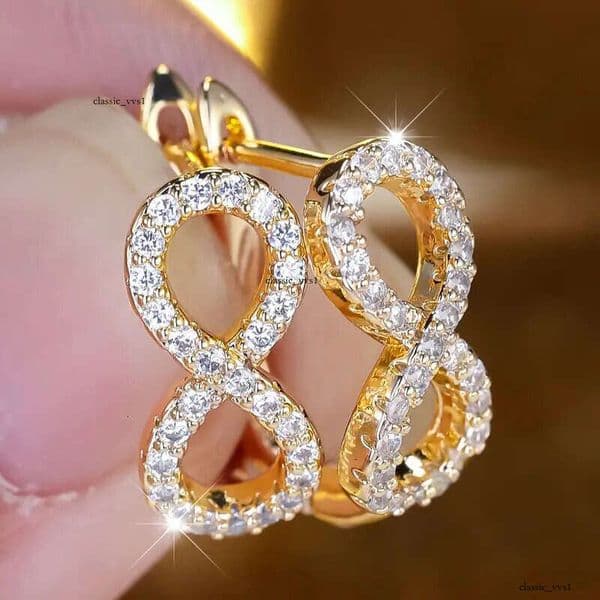 new Fashion product: Infinity Loop Earrings for Women French-style Usmoibi Ring Light Luxury Micro-Inlaid Jewelry