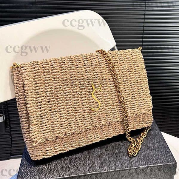 Designer Beach Women Raffias chain Handbag Summer Straw Shoulder Shopping Totes Lady Woven Crossbody Bag Grass Crochet Handbags Purse
