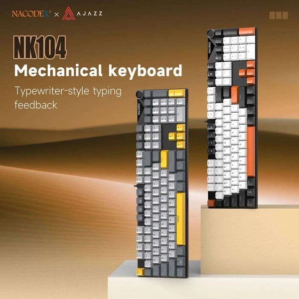 AJAZZ NK104 Wired Typing Mechanical Keyboard with Metal Knob Switch and Backlight Function for Laptops 26L0321