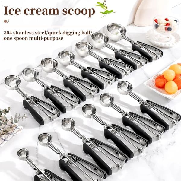 Stainless Steel Ice Cream Scoop Cookie Scoop Multipurpose Ice Cream Spoon Fruit Scooper Melon Ball Dough Baking Kitchen Tools 260318 260318