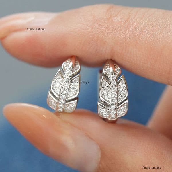 Jewelry popular Hip Hop item S925 sterling silver moissanite with maple leaf design luxurious Hip Hop Style unisex earrings