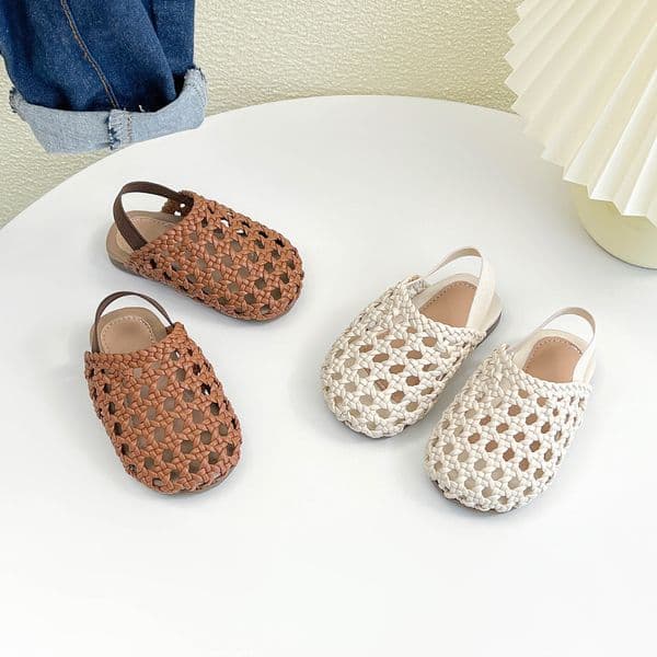 Kids Sandals Toddler Beach Slippers Infants Children's Summer Sandals Girls Woven Hollow Fashion Princess Shoes Sizes US0.5C-US9C L02085