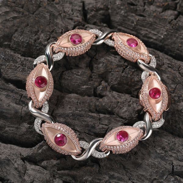 Source Hip Hop Rap 13mm Red Eye Infinity Figure-8 Chain Trendy Men's Necklace Jewelry Wholesale