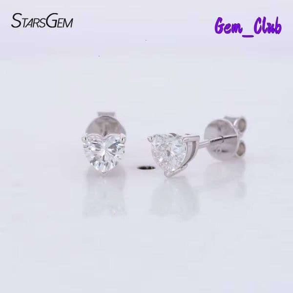 Solid Shape 14K Gold Stud DEF VS HPHT CVD 3X3mm Heart Cut Lab Grown Diamonds Baby Girls Earrings