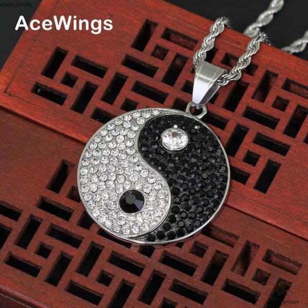 spliced jewelry Bagua Yin-Yang symbol pendant Chinese-style Tai Chi 925 Sterling Silver 14K Gold creative couple's necklace