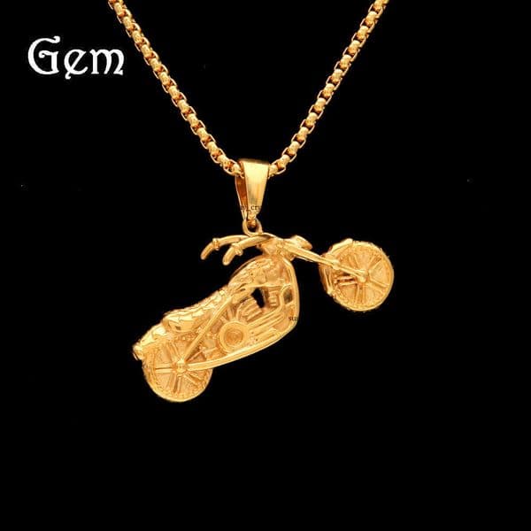 Moissanite Jewelry Creative Men's Motorcycle 925 Sterling Silver 14K Gold Gold Trendy Punk Hip Hop Necklace Pendant Wholesale