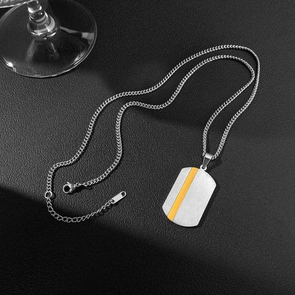 Fashion Necklace Men's 925 Sterling Silver 18K Gold Fashion Simple Versatile Trendy Military Pendant Titanium Steel Accessories