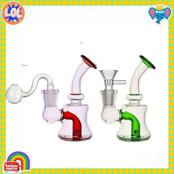 Wholesale Travel Mini Glass tobacco Bongs Thick Glass Water oil burner Pipes with 14mm male smoking oil banger or tobacco bowl
