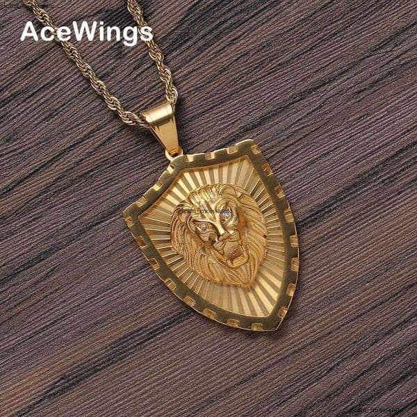 jewelry Shield lion head Hip Hop necklace trendy niche men's necklace from overseas