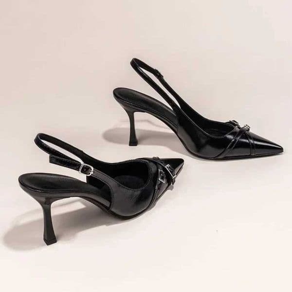 High-heeled Shoes Summer Elegant Decorated Stiletto Black Womens Shoes Fashion Pointed Toe Shallow Mouth Zapatos Mujer C260321
