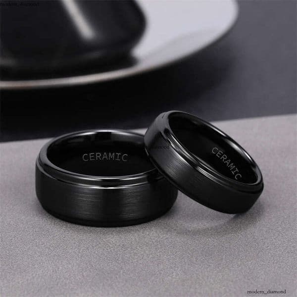 Ceramic rings step design ceramic width 6/8mm unisex non-fading Jewelry new product