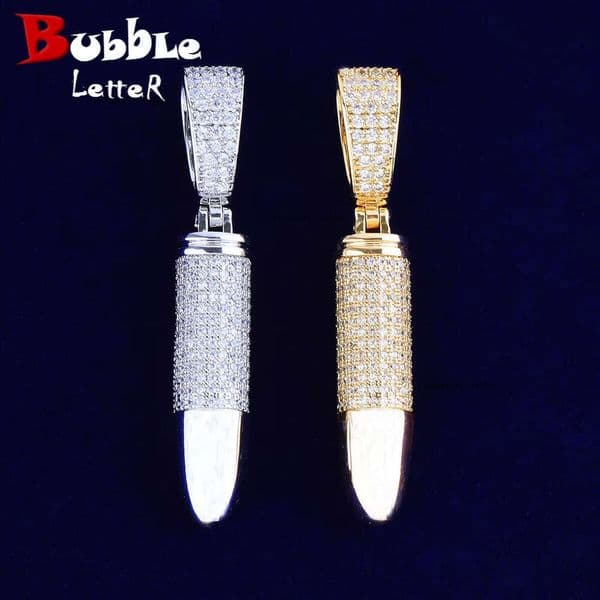 supply Jewelry bullet necklace pendant for women genuine Silver Moissanite Hip Hop jewelry