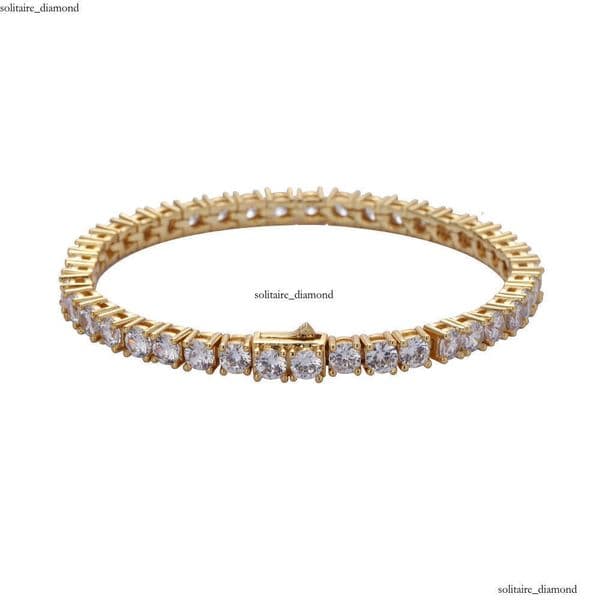 3-5mm spring clasp tennis chain Silver style micro-inlaid single row Moissanite bracelet Jewelry Hip Hop jewelry wholesale