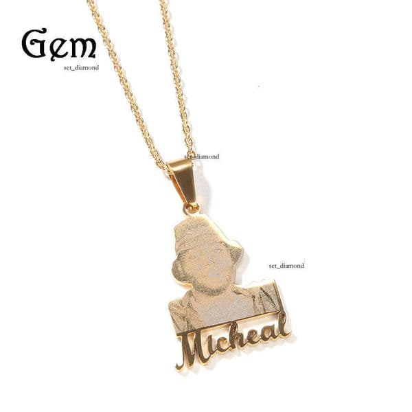 DIY Photo Letter 925 Sterling Silver 14K Gold Necklace Pendant Moissanite Jewelry Hip Hop Retro Trendy Personality Jewelry
