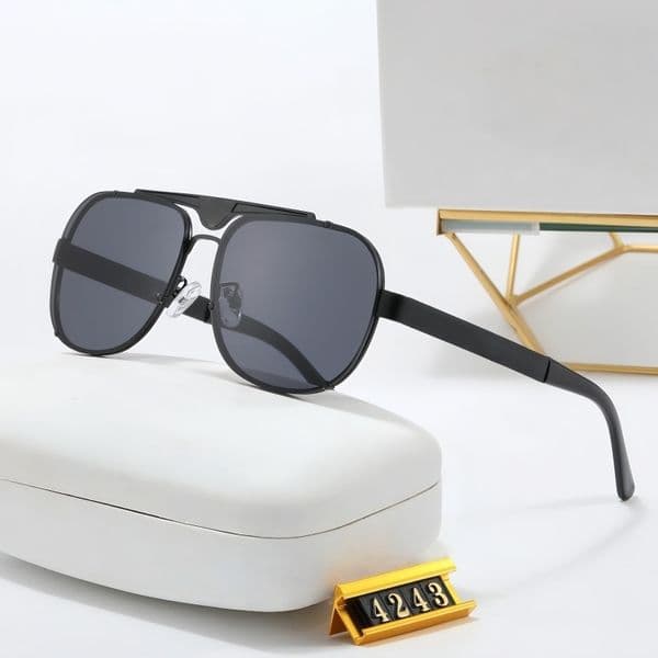 Designer sunglasses men women retro double bridge pilot sunglasses UV400 protection polarized sunglasses with box 4243