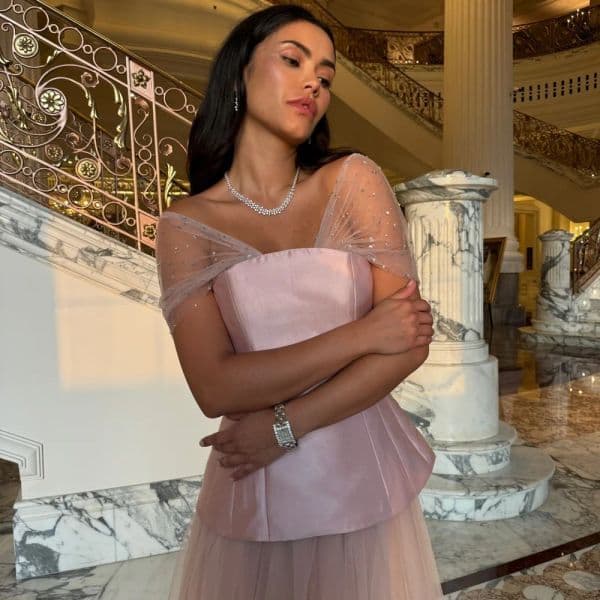 New Fashion Prom Party Dress 2026 Cap Sleeves Beads Sequins Satin Tulle A-line Long Evening Birthday Formal Gowns Banquet Robe De Soriee