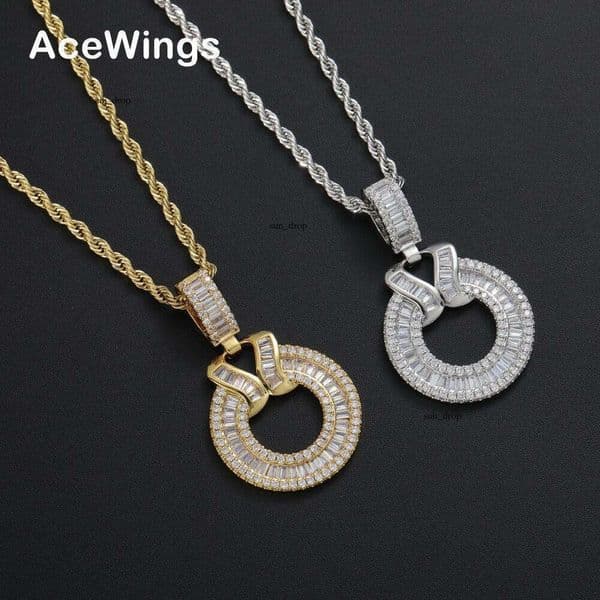 Moissanite Jewelry Hip Hop necklace circular hollow pendant birthday pendant for couples men and women ins-style Silver inlaid Moissanite necklace