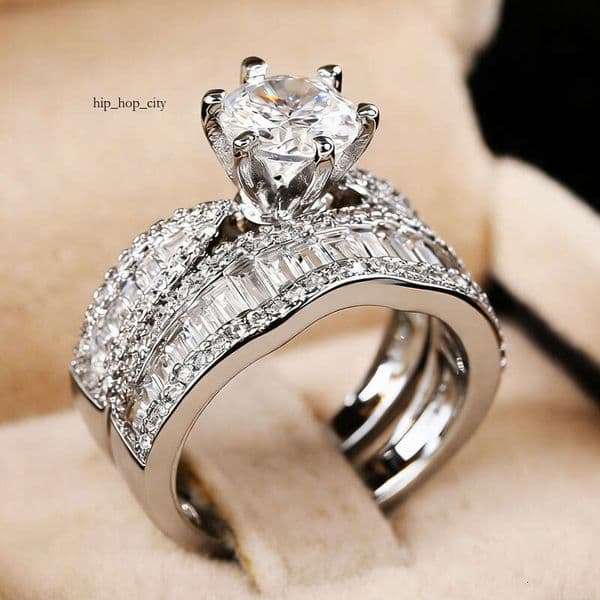 Korean-style light luxury couple women shiny rings for weddings Valentine's Day Qixi Festival live stream model