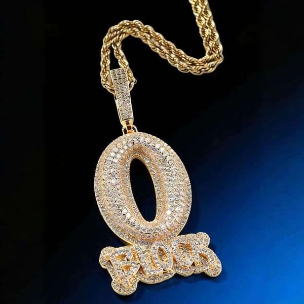 Hip Hop Silver pendant with diamonds O-letter BLOCK design personalized trendy Cuban chain necklace men's fashion accessory