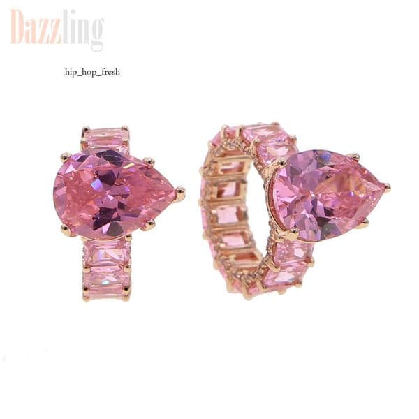 Jewelry Moissanite large teardrop ins-style diamond-studded rose gold couple's ring wholesale and dropshipping available