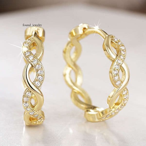 New Wedding Three-Dimensional French Wave Pattern Wrapped Design Earrings Elegant Temperament Jewelry